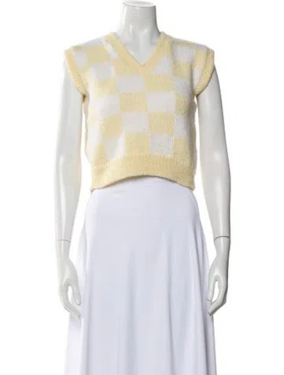 Pre-owned Lirika Matoshi Printed V-neck Sweater In Neutral