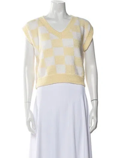 Pre-owned Lirika Matoshi Printed V-neck Sweater W/ Tags In Neutral