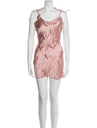 Pre-owned Lirika Matoshi Scoop Neck Mini Dress In Pink