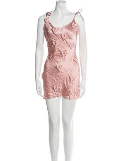 Pre-owned Lirika Matoshi Scoop Neck Mini Dress In Pink