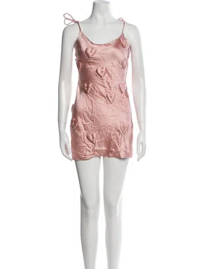 Pre-owned Lirika Matoshi Scoop Neck Mini Dress In Pink