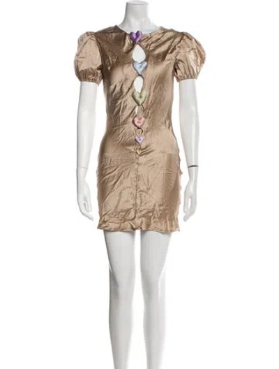 Pre-owned Lirika Matoshi Scoop Neck Mini Dress W/ Tags In Neutral