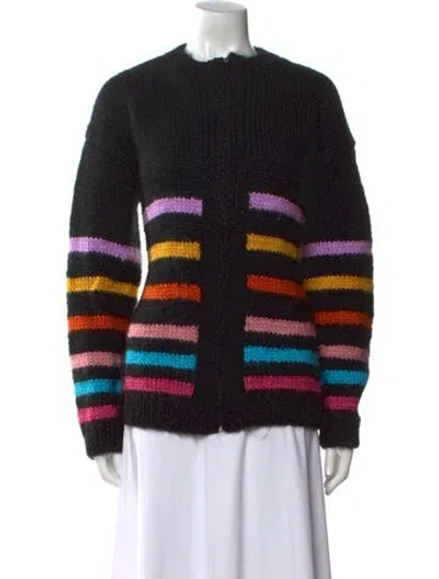Pre-owned Lirika Matoshi Striped Crew Neck Sweater W/ Tags In Black