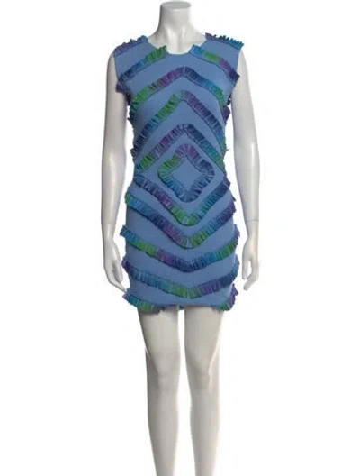 Pre-owned Lirika Matoshi Striped Mini Dress In Blue