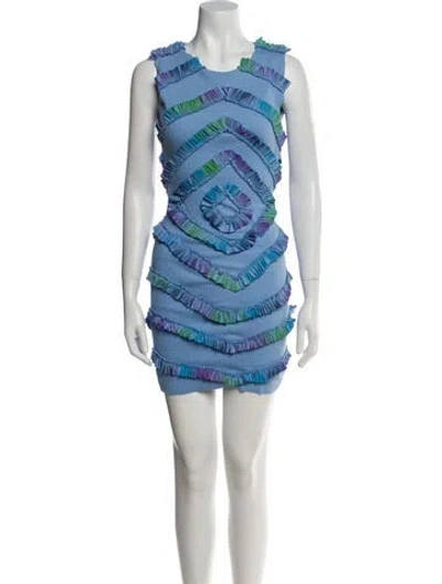 Pre-owned Lirika Matoshi Striped Mini Dress In Blue