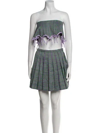 Pre-owned Lirika Matoshi Striped Mini Skirt In Green