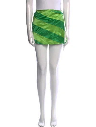 Pre-owned Lirika Matoshi Striped Mini Skirt In Green
