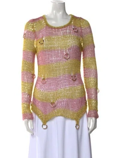 Pre-owned Lirika Matoshi Striped Scoop Neck Sweater In Pink