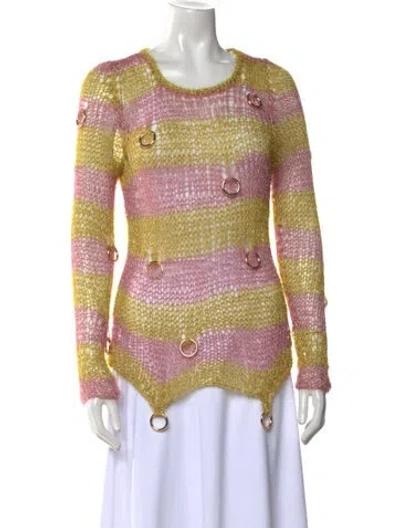 Pre-owned Lirika Matoshi Striped Scoop Neck Sweater In Pink