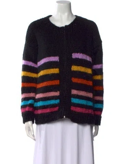 Pre-owned Lirika Matoshi Striped Scoop Neck Sweater W/ Tags In Black