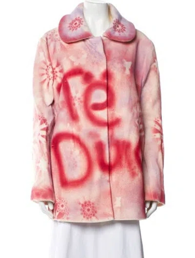 Pre-owned Lirika Matoshi Tie-dye Print Coat W/ Tags In Pink
