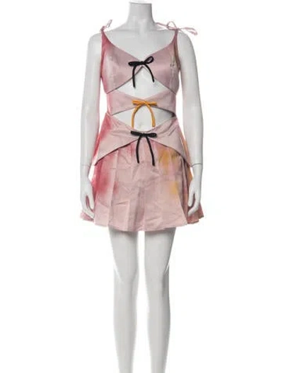Pre-owned Lirika Matoshi Tie-dye Print Mini Dress In Green