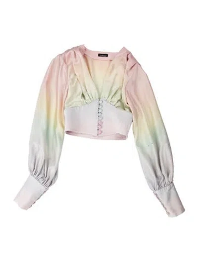 Pre-owned Lirika Matoshi V-neck Long Sleeve Top In Pink