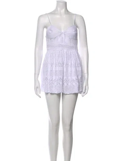 Pre-owned Lirika Matoshi V-neck Mini Dress In White