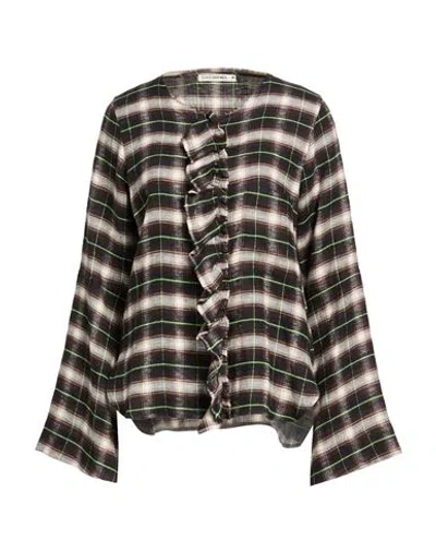 Lis Lareida Woman Shirt Chocolate Brown Size 10 Linen, Polyester