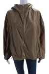 Lis Lareida Womens Walnut Gold Zip Hooded Long Sleeve Evelyn Jacket In Brown