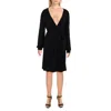 Lisa & Lucy Womens Jersey Puff Sleeve Wrap Dress In Black