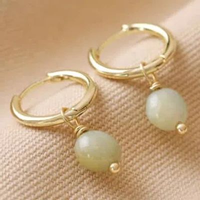 Lisa Angel Amazonite Stone Hoop Earrings In Gold