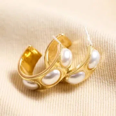 Lisa Angel Chunky Oval Pearl Hoop Earrings In Gold