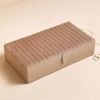 LISA ANGEL QUILTED TAUPE VELVET JEWELLERY BOX