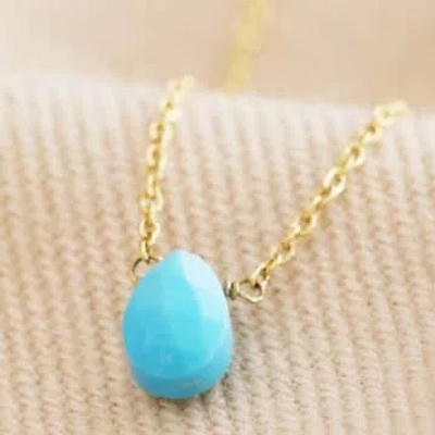 Lisa Angel Semi-precious Turquoise Stone Teardrop Pendant Necklace In Blue