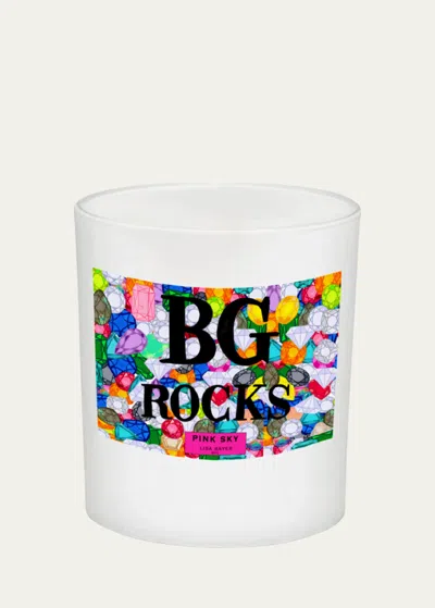Lisa Bayer 12 Oz. Bg Rocks Scented Candle In White Vessel, Pink Sky Scent In Multi