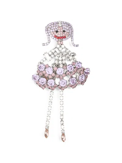 Lisa C Crystal-embellished Ballerina Brooch In Multi