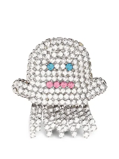 Lisa C Crystal-embellished Ghost Brooch In Metallic