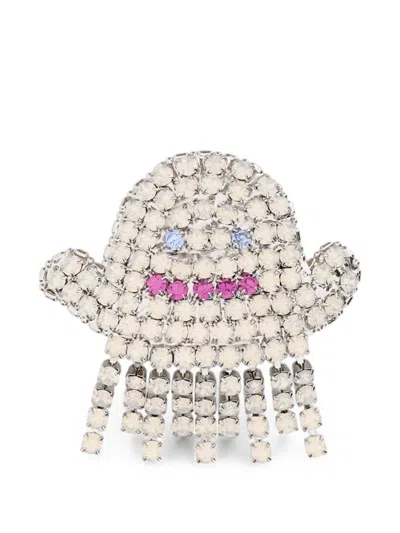 Lisa C Crystal-embellished Ghost Brooch In Metallic