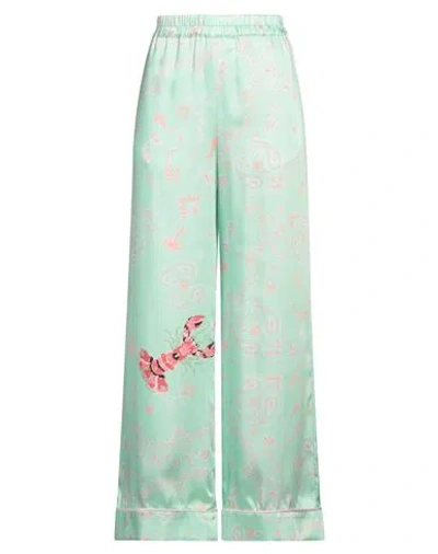 Lisa C Woman Pants Light Green Size L Silk, Viscose