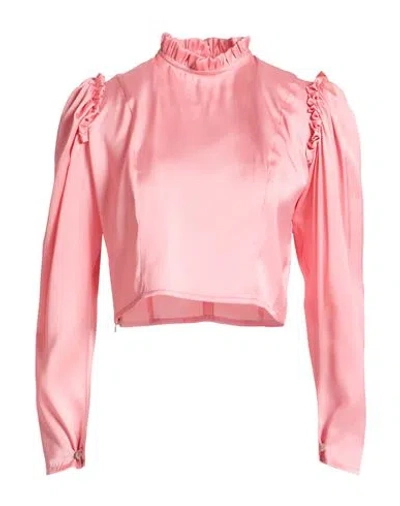 Lisa C Woman Top Salmon Pink Size L Silk, Viscose