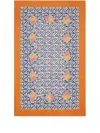 Lisa Corti Arabesque Corolla Cotton Tablecloth (270cm X 180cm) In Blue