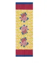 Lisa Corti Arabesque Corolla Floral-print Striped Table Runner (50cm X 150cm) In Yellow