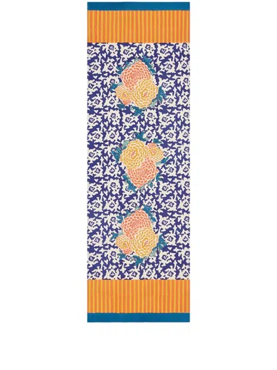 Lisa Corti Arabesque Corolla Tablecloth (150cm X 50cm) In Blue