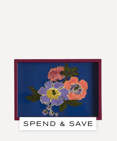 Lisa Corti Dandelion Mini Lacquered Tray In Blue