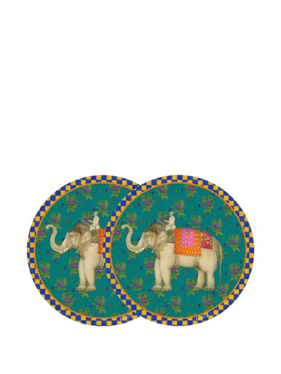 LISA CORTI ELEPHANT PEACOCK PLACE MAT (SET OF TWO)