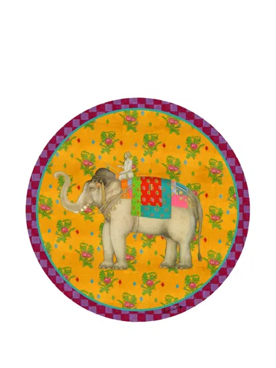 Lisa Corti Elephant-print Coaster In Yellow