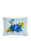 Lisa Corti Floral Geometric Cushion In Blue