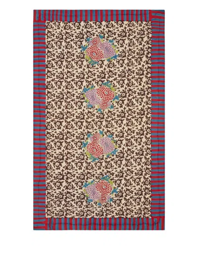 Lisa Corti Floral-pattern Quilted Blanket In Brown