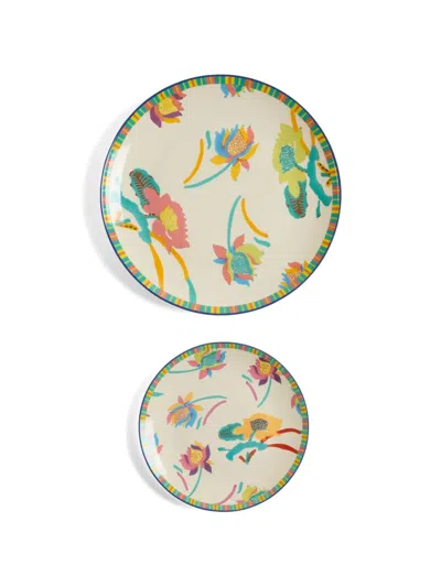 Lisa Corti Floral Plates (set Of Two) In Multi