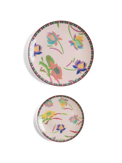 Lisa Corti Floral Plates (set Of Two) In Neutral