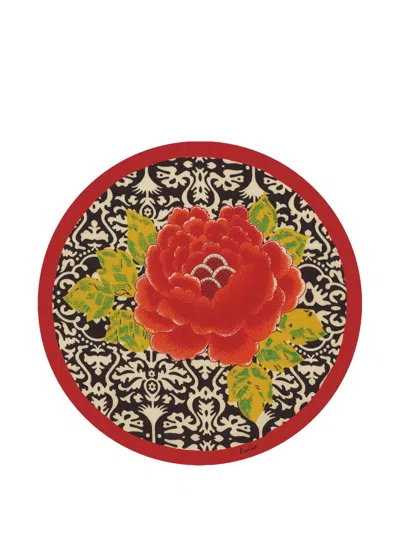 Lisa Corti Floral-print Coasters In Black