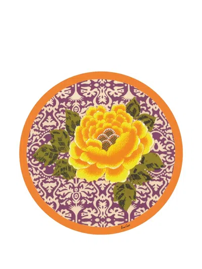 Lisa Corti Floral-print Coasters In Purple