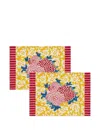 Lisa Corti Floral-print Cotton Place Mats (35cm X 48cm) In Yellow