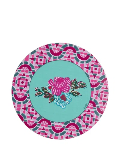 Lisa Corti Floral-print Placemat (pack Of Two) In Pink