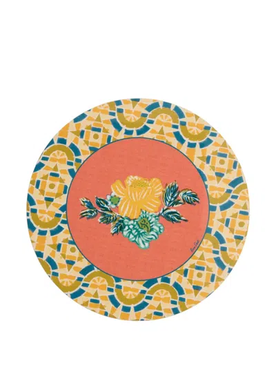 Lisa Corti Floral-print Placemat (pack Of Two) In Yellow