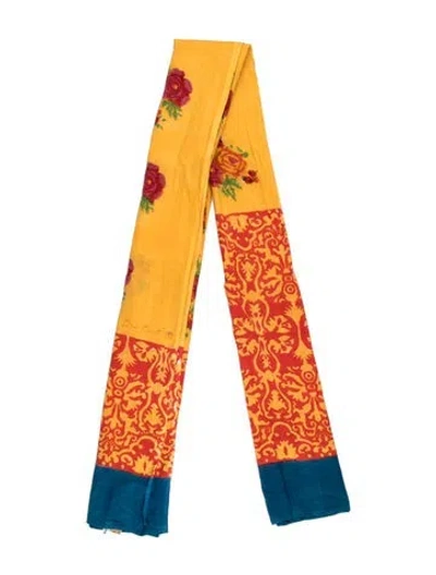 Pre-owned Lisa Corti Floral Print Scarf In Orange