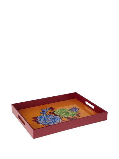 Lisa Corti Flower-print Queen Tray In Multi