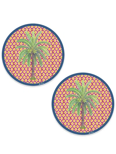 Lisa Corti Hima Palma Circular Place Mats (set Of Two) In Rosa