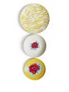 Lisa Corti Set Of 3 Indian Tiger Plates In Yellow